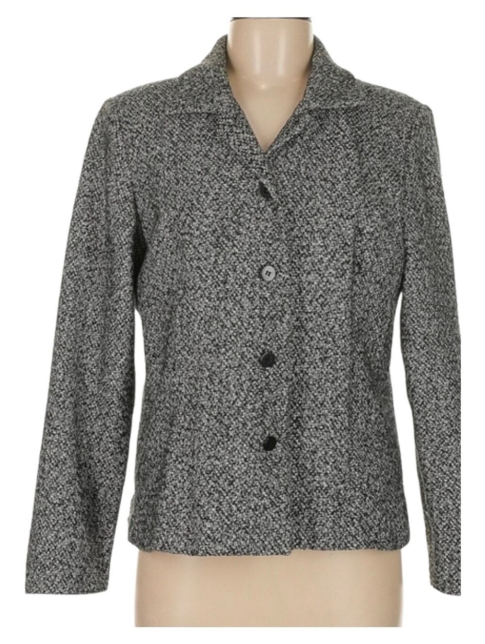 Christopher And Banks Women's Black and White Tweed Jacket Blazer Career Medium